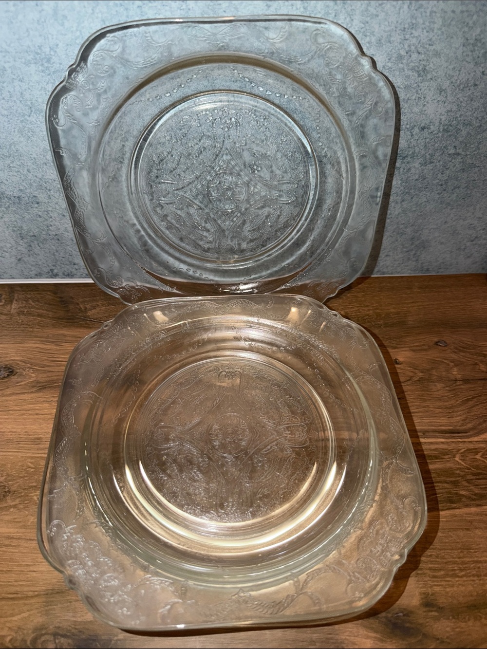 Vintage Federal Glass Madrid Embossed Glass plates - set of four-
